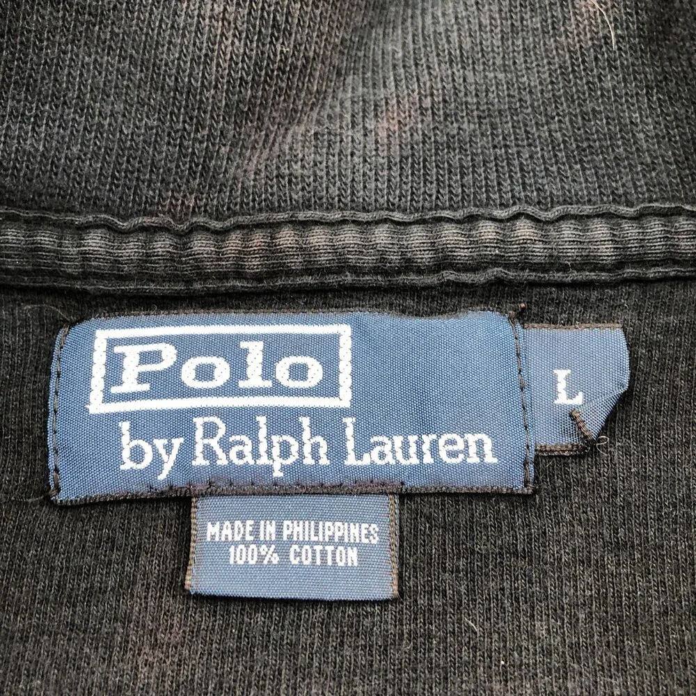 Polo By Ralph Lauren Sweater Mens Large Black Cotton 1/4 Zip Mock Neck Pony Logo
